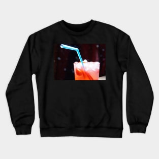 Refreshing Strawberry Drink with Blue Straw Crewneck Sweatshirt